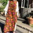 画像1: Vintage flower pattern cotton linen long dress