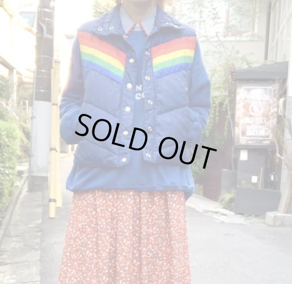 画像1: Vintage rainbow reversible down vest