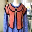 画像1: Vintage flower stamp suede&knit vest