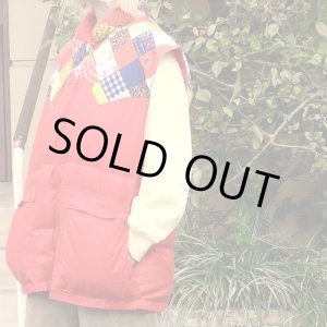 画像: Vintage patchwork pattern down vest