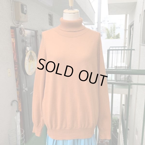 画像1: Vintage orange high neck knit sweater