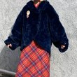 画像1: Vintage navy eco fur jacket