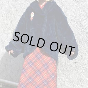 画像: Vintage navy eco fur jacket