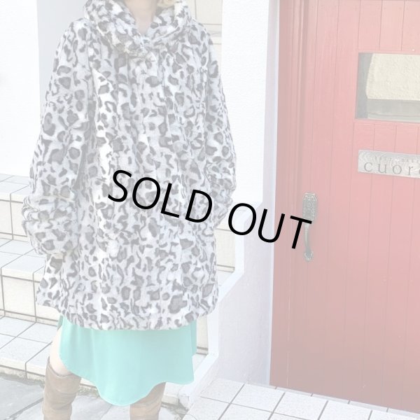 画像1: Vintage bk.gy leopard eco fur reversible coat