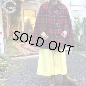 画像: Vintage Design Plaid collared poncho