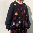 画像1: Vintage sequins&beads decoration patch cotton cardigan