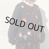 画像: Vintage sequins&beads decoration patch cotton cardigan