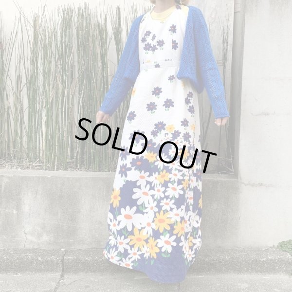 画像1: Vintage flower pattern halter neck long dress