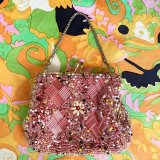 画像: Vintage flower&diamond shape beads mini bag
