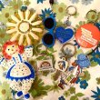 画像6: Vintage BL・GR Flower pattern flat sheets