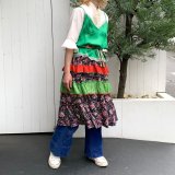 画像: Vintage ruffle line flower pattern circular skirt