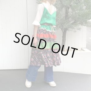 画像: Vintage ruffle line flower pattern circular skirt