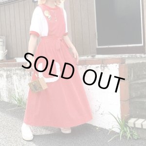 画像: Vintage pindot pattern ruffle pocket sleeveless long dress