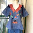 画像2: Vintage flower&ruffle collar patchwork denim top