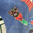 画像7: Vintage flower&ruffle collar patchwork denim top