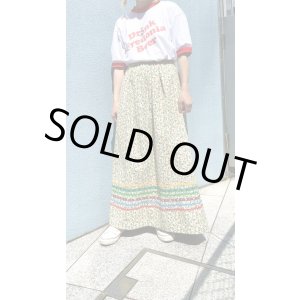 画像: Vintage ribbon line flower pattern long skirt