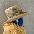 画像1: Vintage plaid ribbon straw hat