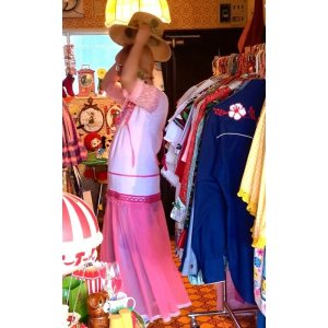 画像: (SALE)Vintage pink ponpon cotton top