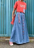 画像1: Vintage rope belt&red button denim skirt