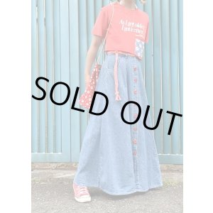 画像: Vintage rope belt&red button denim skirt