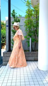 画像: (SALE)Vintage design collar flower frocky printed chiffon dress