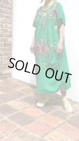 画像: Vintage flower embroidery gr mexican dress