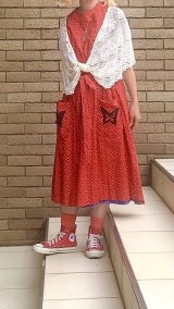 画像: Vintage flower pattern butterfly patch wrap dress