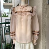 画像: Vintage satin ribbon line sheer top