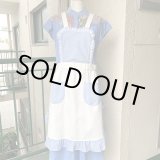 画像: Vintage light blue checkered flower lace apron