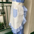 画像3: Vintage light blue checkered flower lace apron