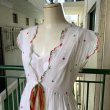 画像6: 60'S Vintage dot&flower embroidery ribbon dress