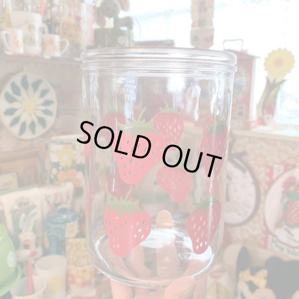 画像1: Vintage strawberry pattern glass pot