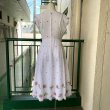 画像12: 60'S Vintage dot&flower embroidery ribbon dress