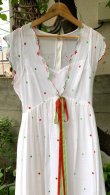 画像3: 60'S Vintage dot&flower embroidery ribbon dress