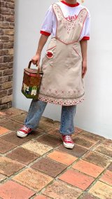 画像: Vintage flower embroidery apron