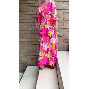 画像: (SALE)Vintage colorful flower Hawaiian dress