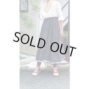 画像: Vintage clover pattern flower lace flare skirt
