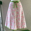 画像1: Vintage pink lightgreen stork printed wrap skirt