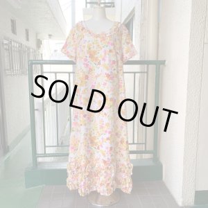 画像: Vintage colorful flower printed frill line dress