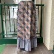 画像4: Vintage flower&checkered patchwork printed frill long skirt