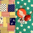 画像2: Vintage flower&checkered patchwork printed cloth