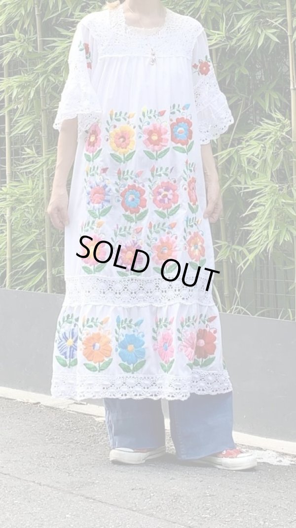 画像1: Vintage flower embroidery 2way dress