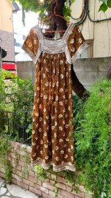 画像: (SALE)Vintage flower printed rick rack tape dress