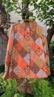 画像1: Vintage patchwork printed cotton blouse