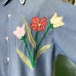 画像5: Vintage flower&butterfly&bee patchwork chambray shirt