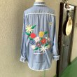 画像9: Vintage flower&butterfly&bee patchwork chambray shirt