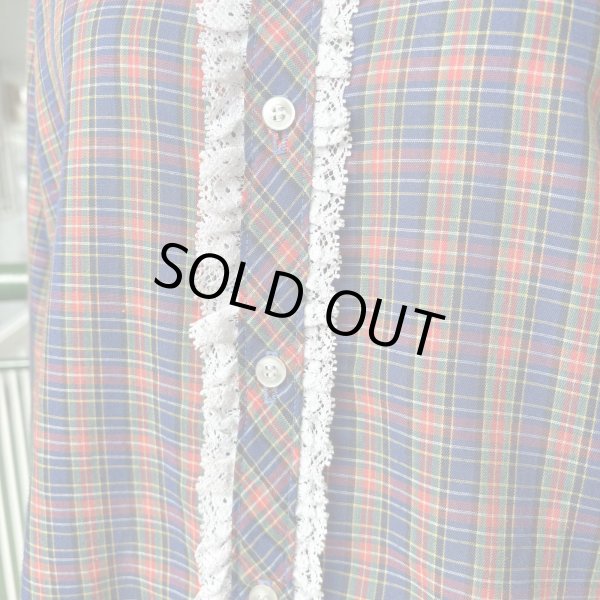 画像3: Vintage flower lace tartan blouse