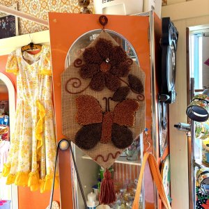 画像: Vintage flower&butterfly&bee rug hemp tapestry