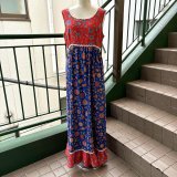 画像: Vintage camel&fish&butterfly&bird&flower printed sleeveless dress