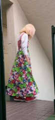 画像1: Vintage design flower printed long skirt